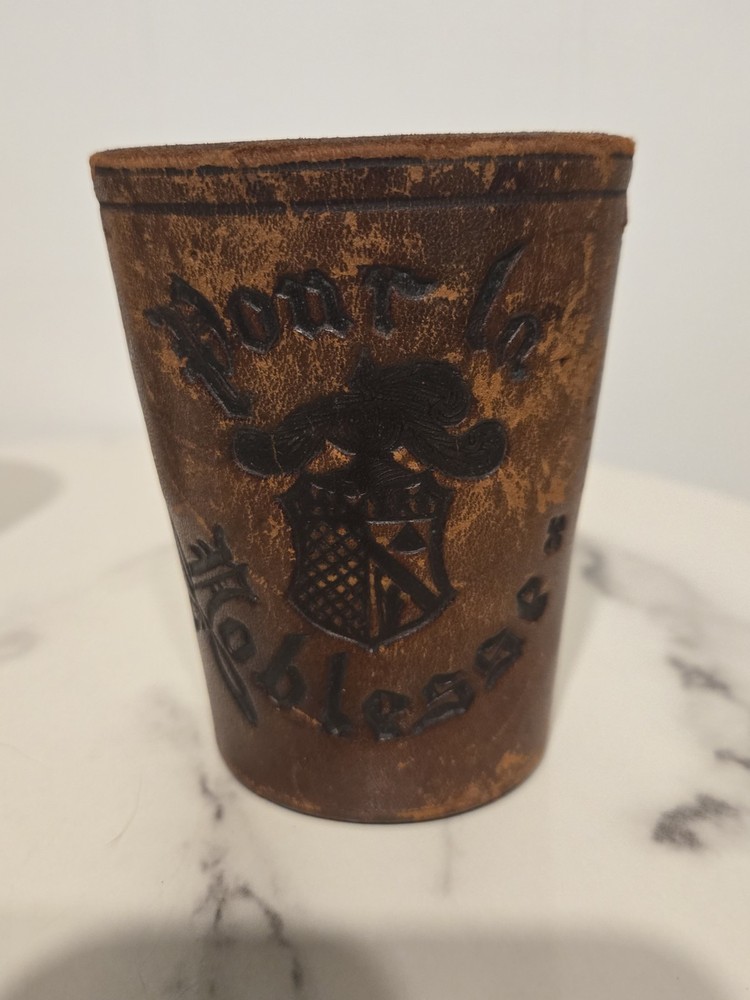 Vintage Dice Cup Thick Leather 4" Tall (Two)