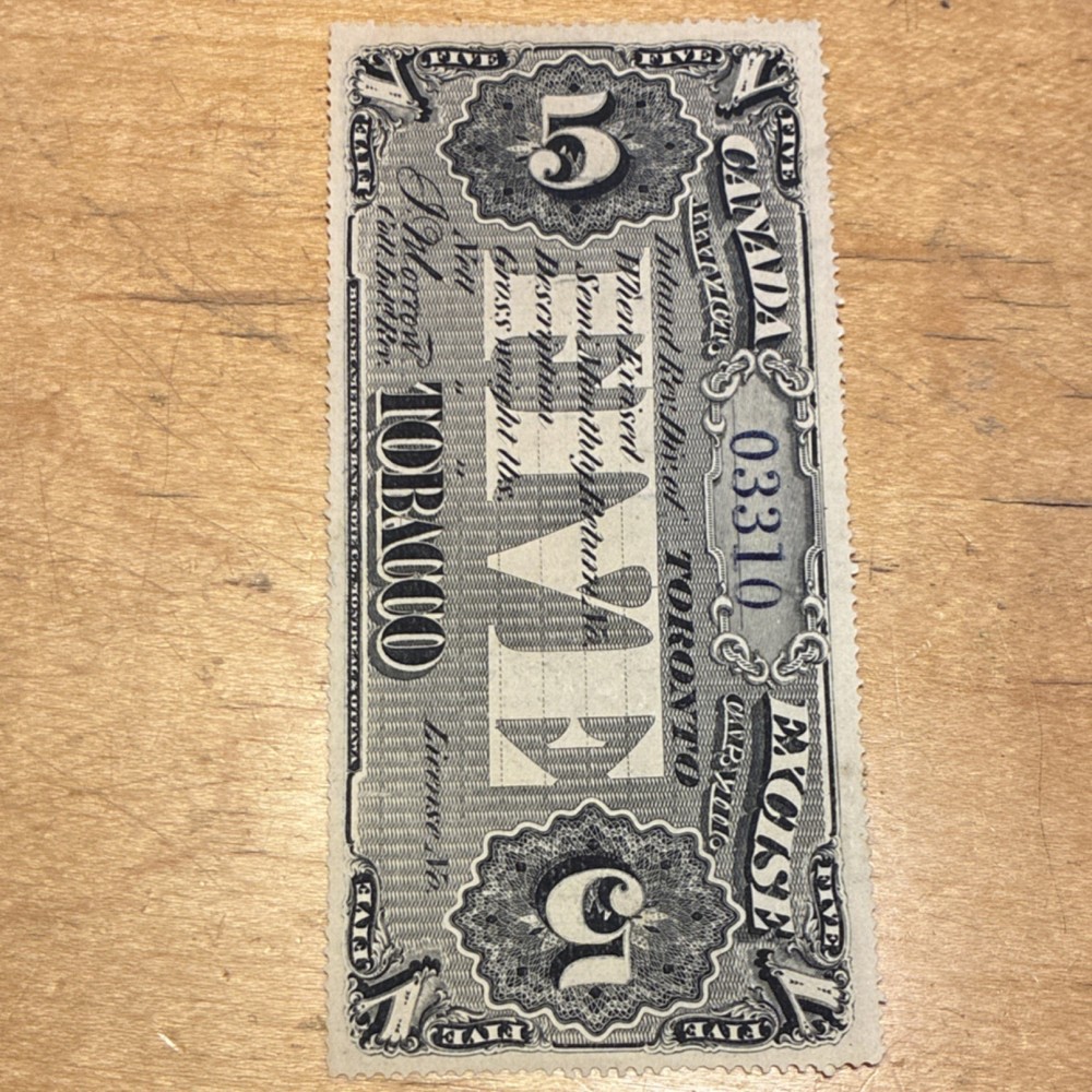 Rare Canada excise tobacco stamp