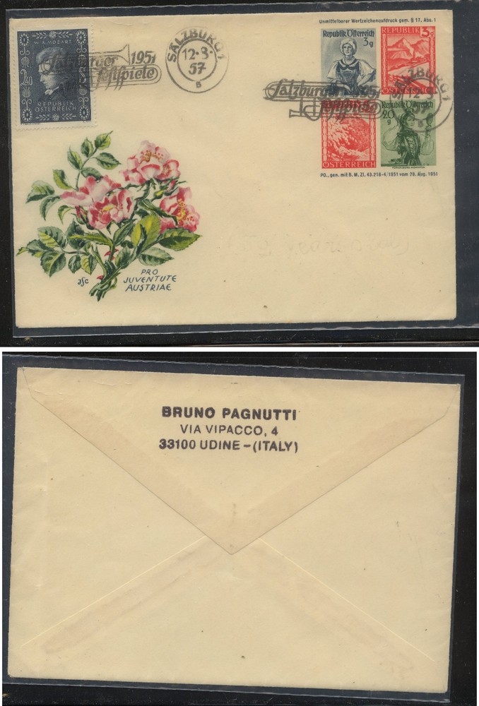Austria  nice embossed postal envelope  special cancel, flower cachet     KL0909