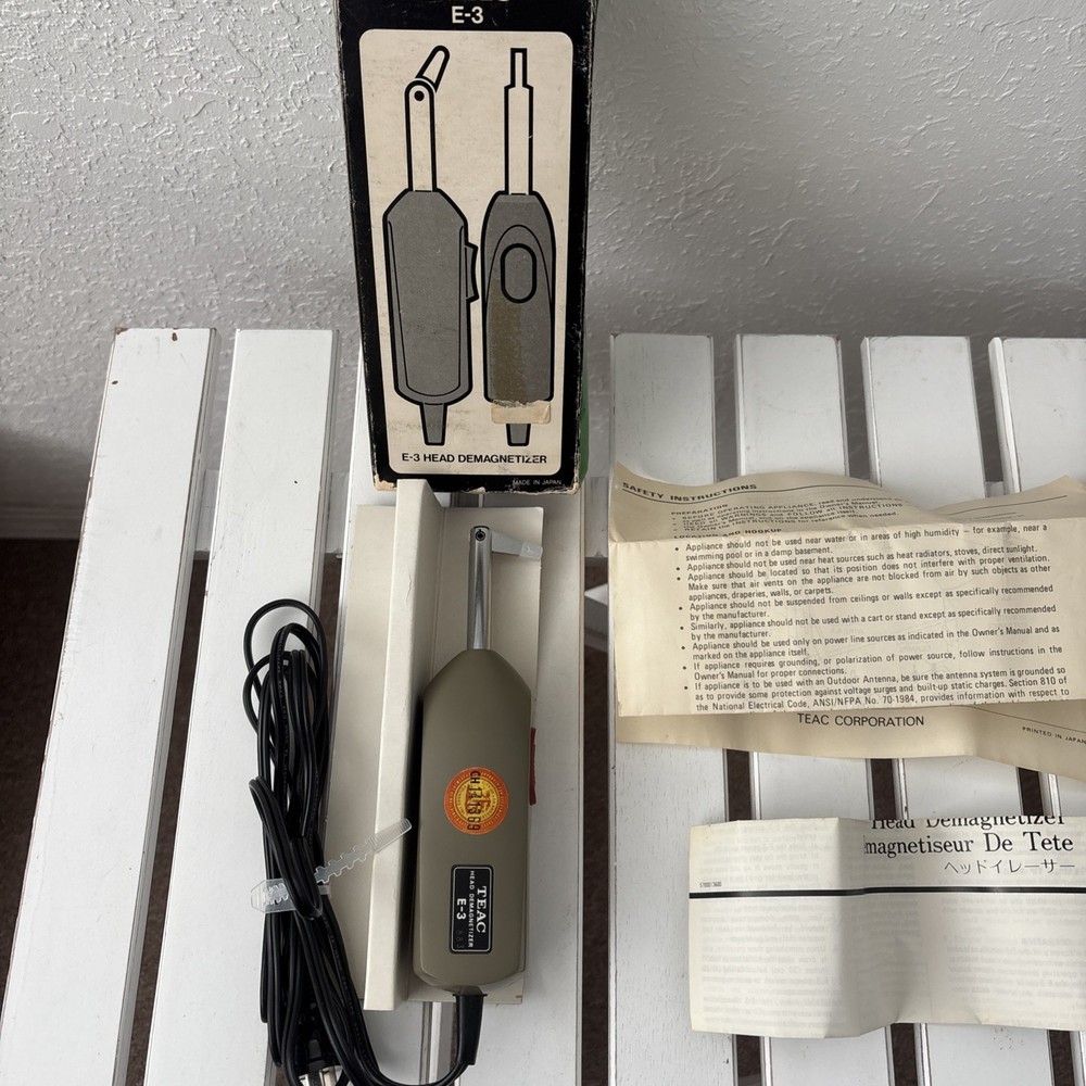 TEAC E-3 Tape Head Demagnetizer  Reel Cassette Deck, Instructions Included