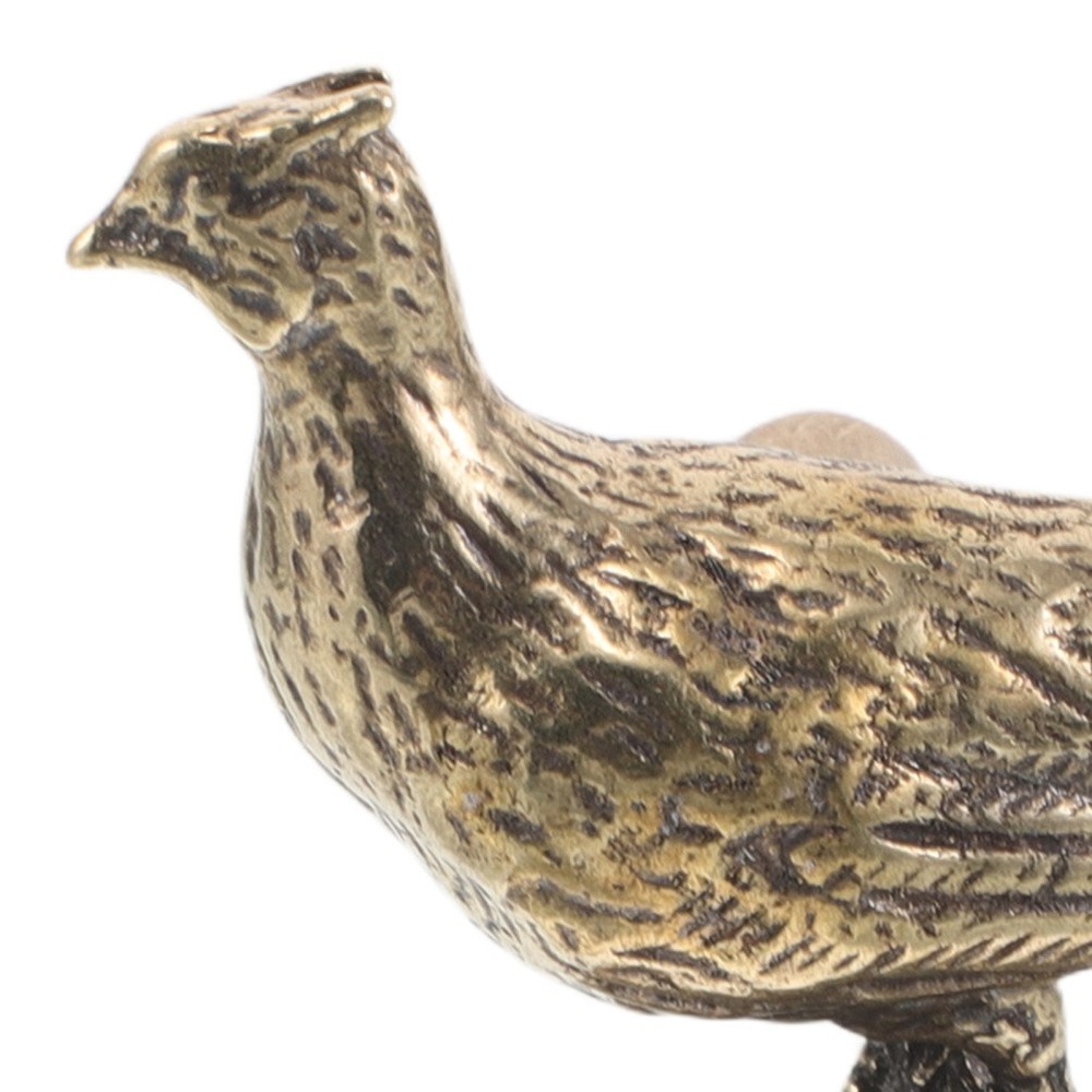Antique Brass Bird Cabinet Knobs - Long Tailed Pheasant Drawer Pulls - Single