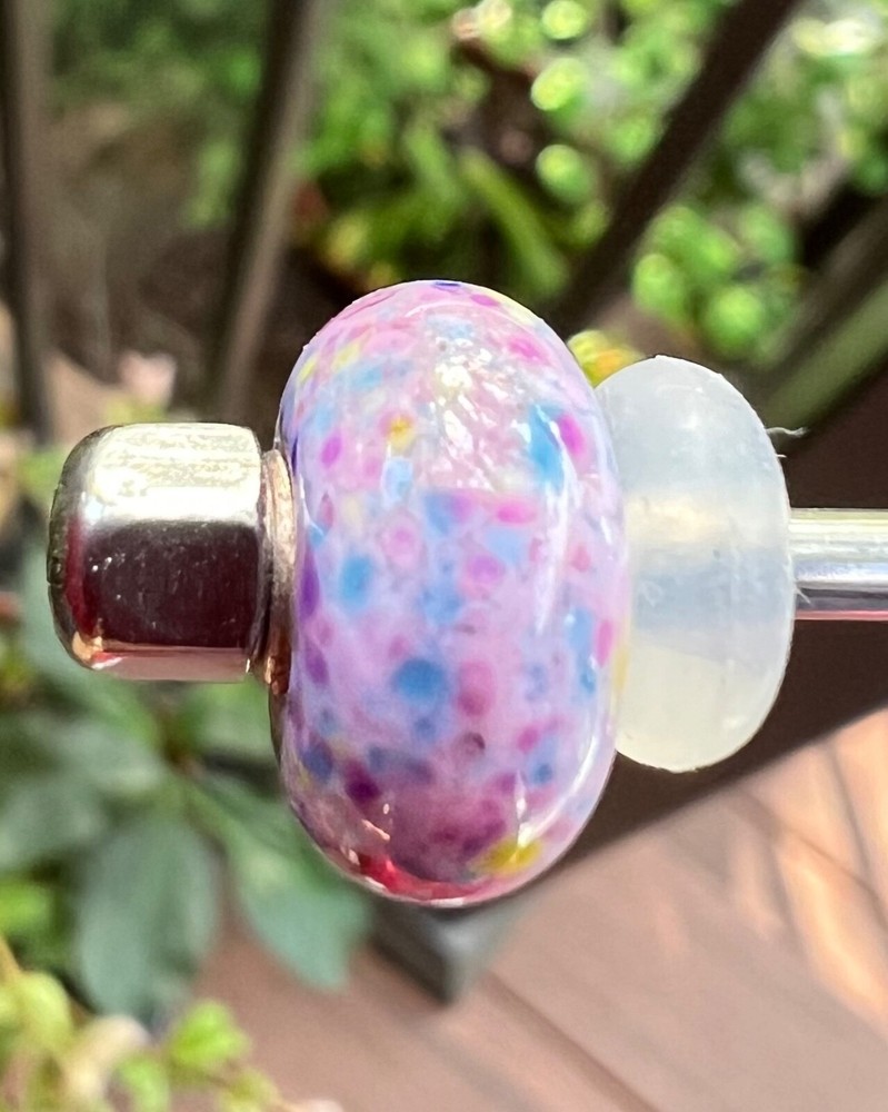 Trollbead trollstone pink rainbow ooak unique