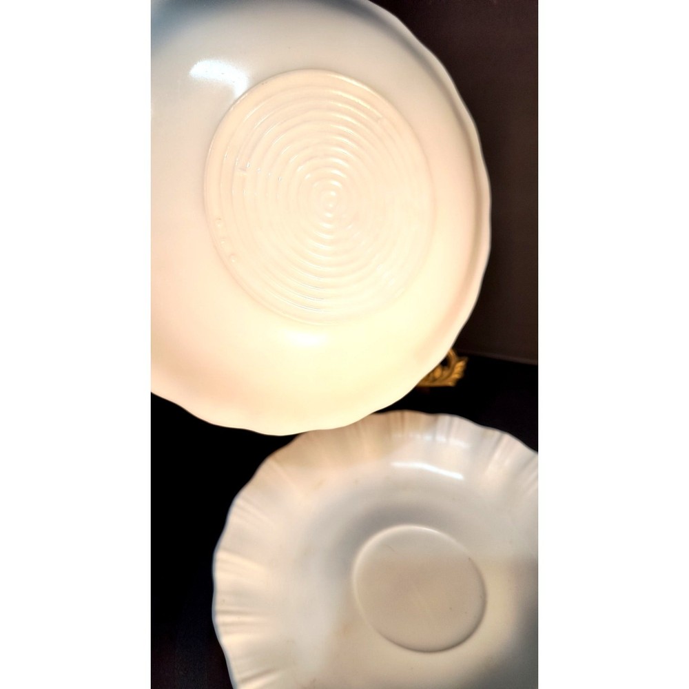 Two white Porcelain Saucers UV reactive