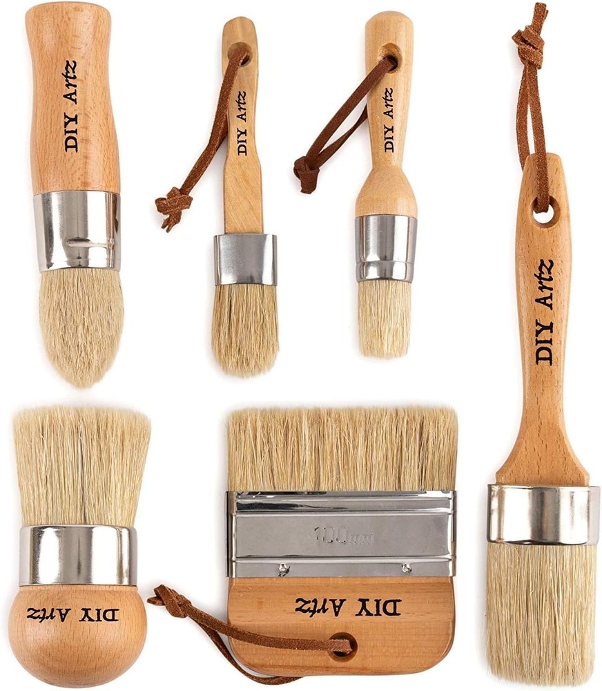 Versatile 6-Pack Boar Bristle Paint Brushes - Minimal Shedding & Smooth Coverage