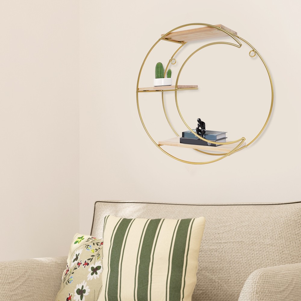 3-tier Round+ Moon Storage Display Rack Storage Display Rack Wall Mounted Shelf