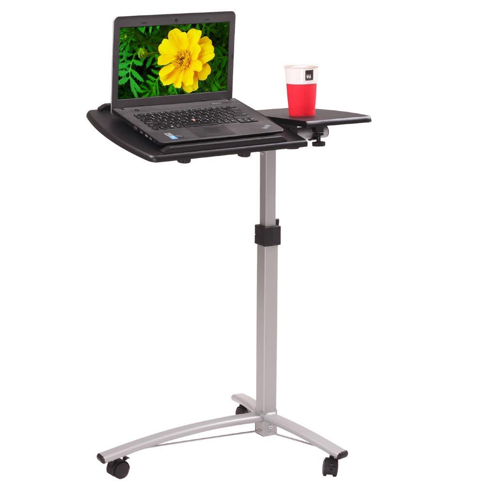 Rolling Height Angle Adjustable Laptop Stand Computer Desk Portable PC Bed Table