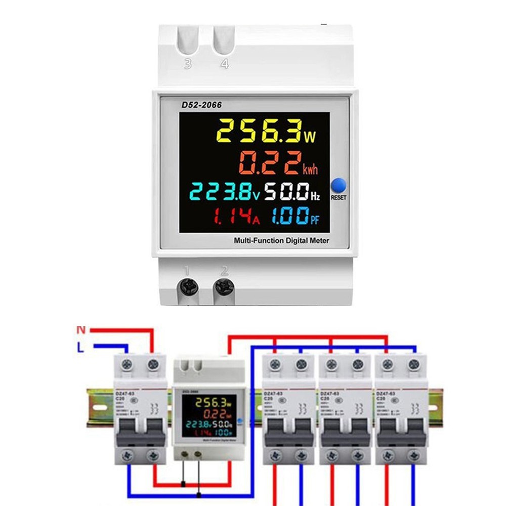 Markets Schools Digital Power Meter Measurement Parameters. AC Power Meter