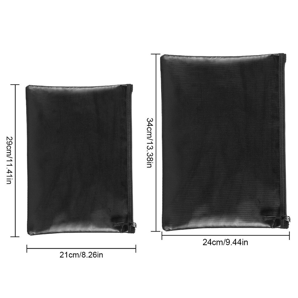 3 PACK 2000℉ Fire Proof Bag Waterproof Fireproof Document for Valuable Cash-M/L