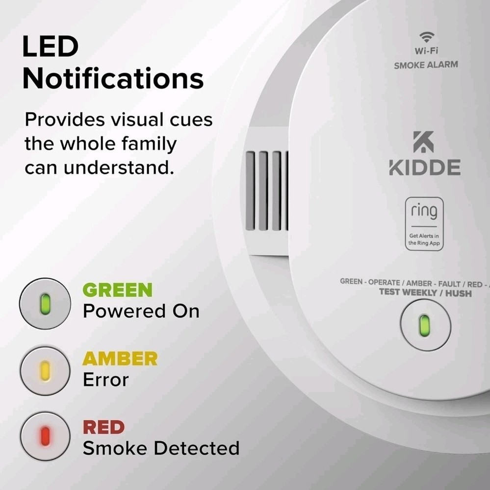 KIDDE Ring-Enabled Smart Smoke Detector, Wired, RGSAR-RW