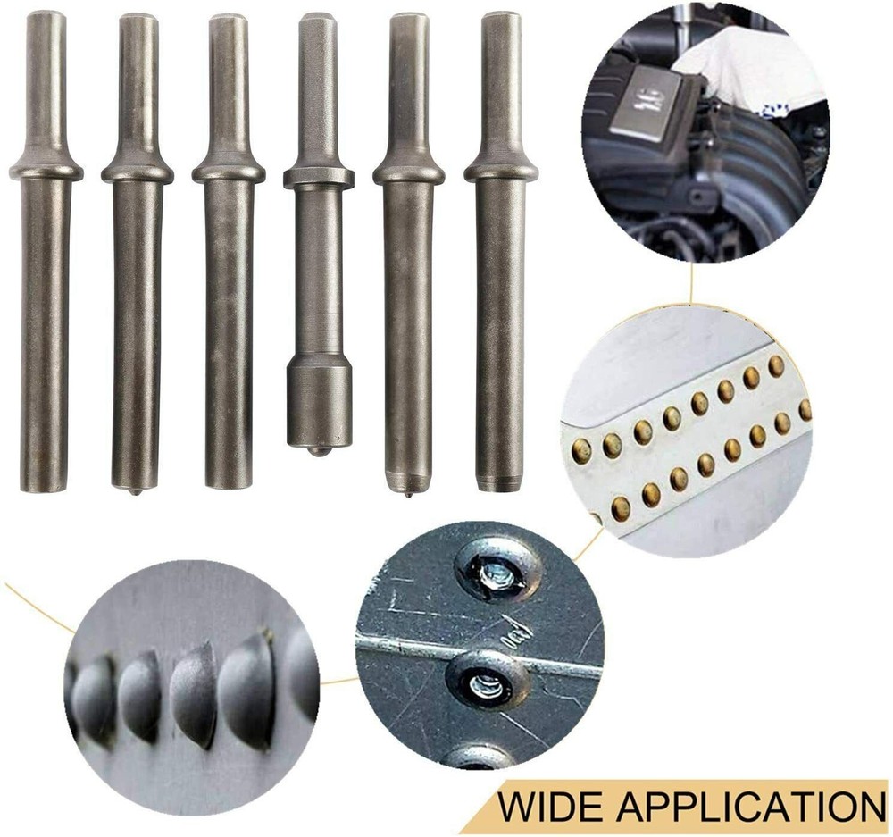 7 Pcs Smoothing Pneumatic Air Hammer Rivet Bits Air Chisel Bits Tool with Spring