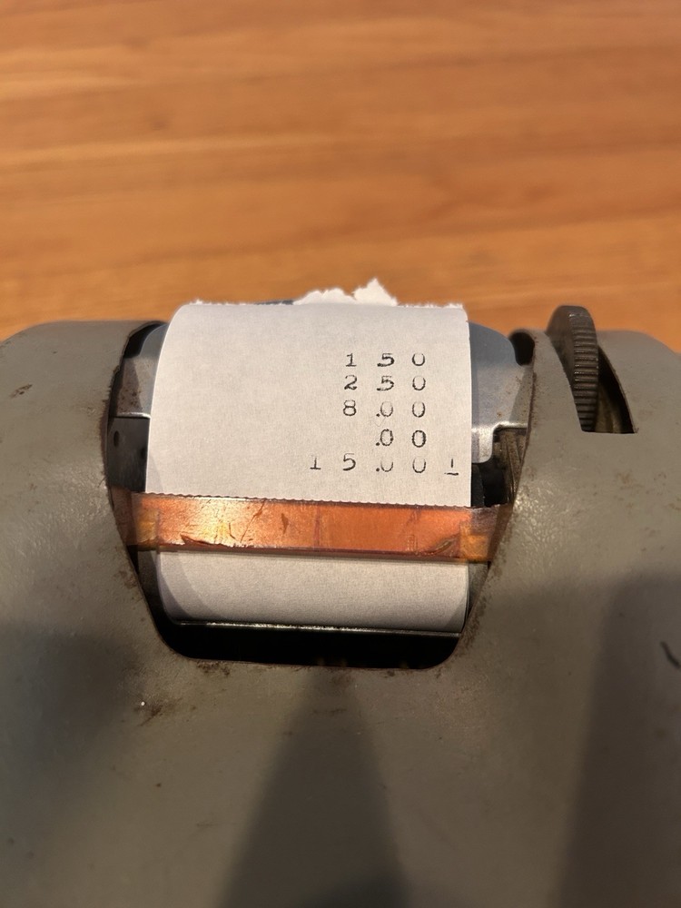 Vintage Adding Machine Calculator With Paper Roll Register