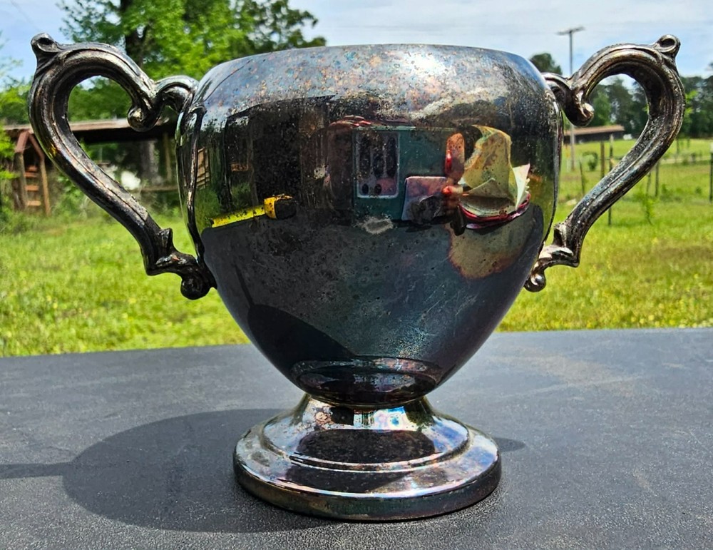 Vintage Silver Sugar Bowl Original Surface