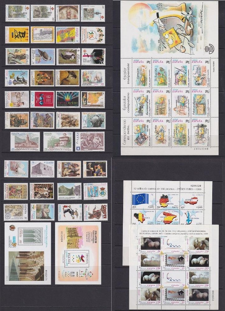 Spain 1999 Stamps and Sheets, MNH. Mostly Fine condition.
