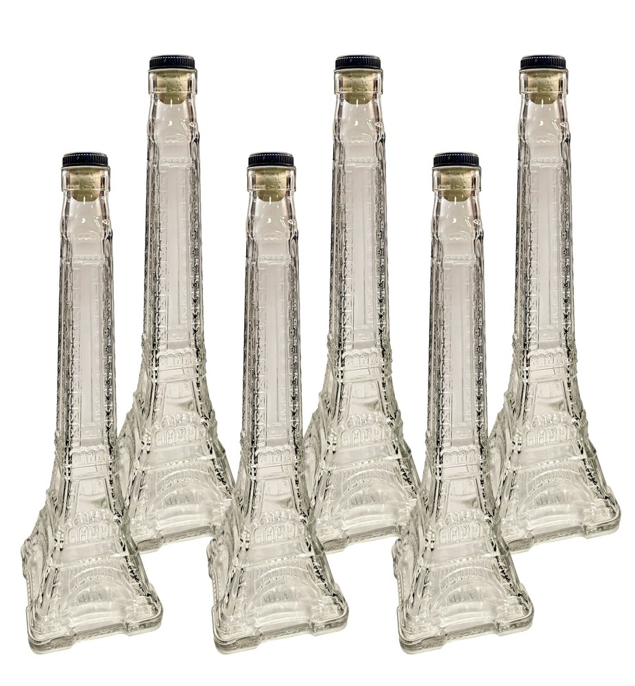 Home Brew Ohio Eiffel Tower Flint Liquor Bottle 500ml with Tasting Corks Set of