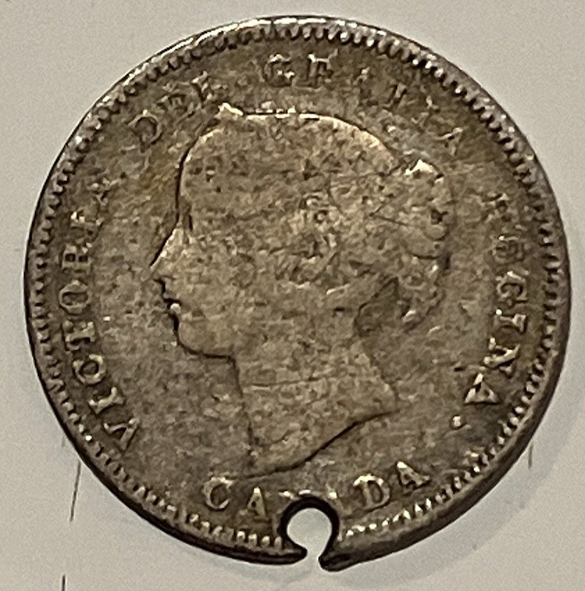 1900 Queen Victoria Canada Silver 5 Cent Piece.