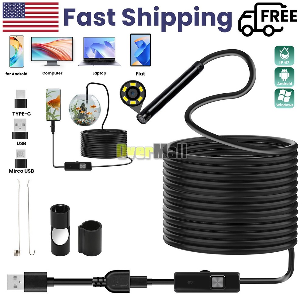 Waterproof 5.5mm HD Endoscope Inspection Borescope Camera for Android USB Type-C