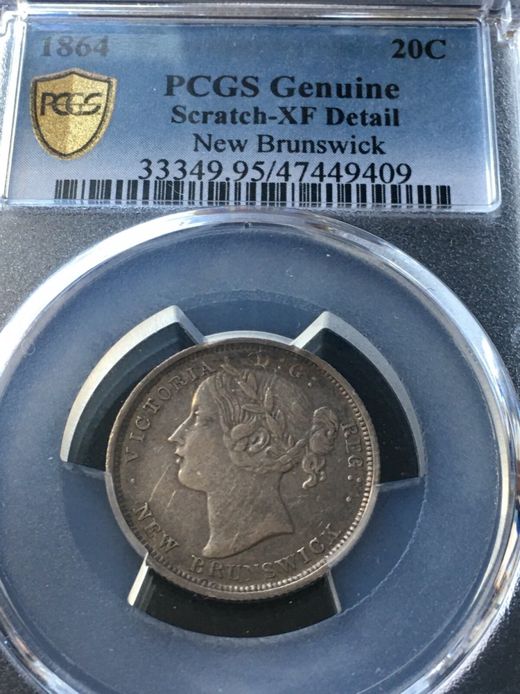 1864, PCGS, New Brunswick Twenty Cent, *XF-Details / Scratch**