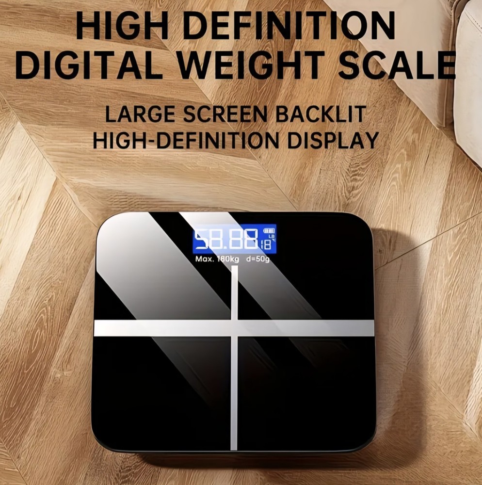 CUPSHE Digital Platform Scale, LED Display, Tempered Glass, Black