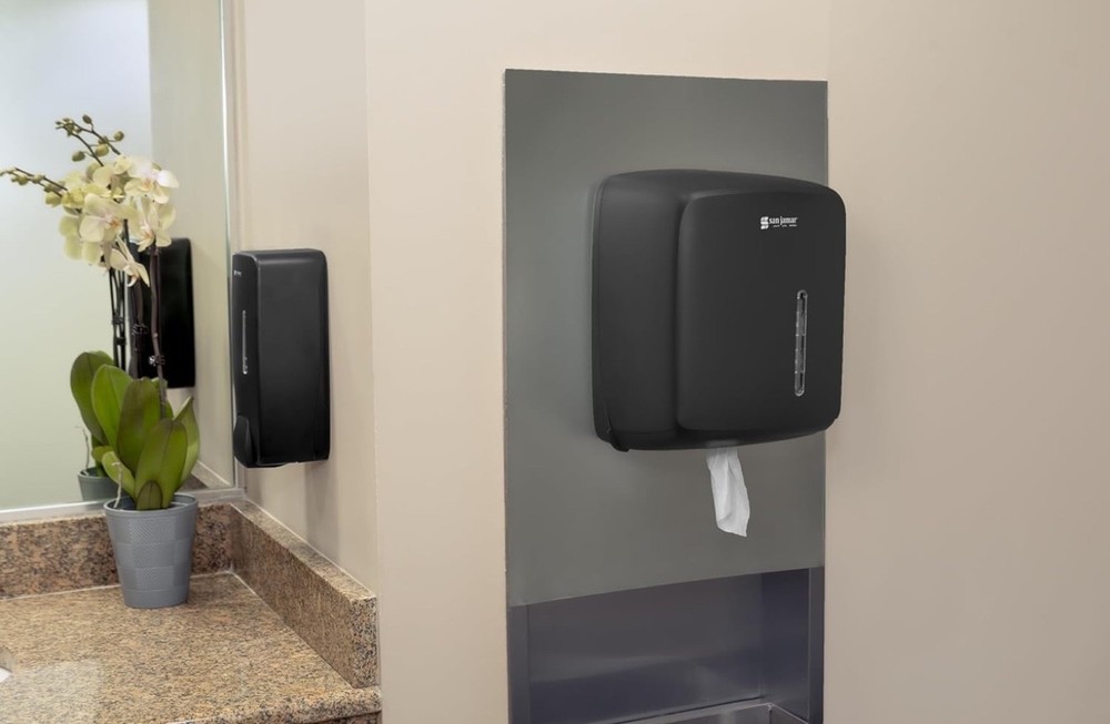 San Jamar Timeless Centerpull Roll Towel Dispenser, Pull Towel Holder with Viewi