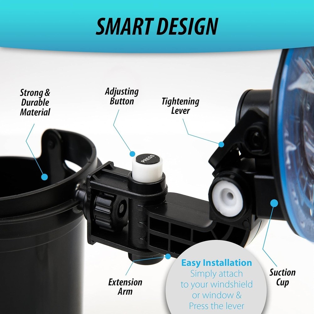 Zone Tech Recessed Folding Cup Drink Holder - Black Sturdy Adjustable Organizer