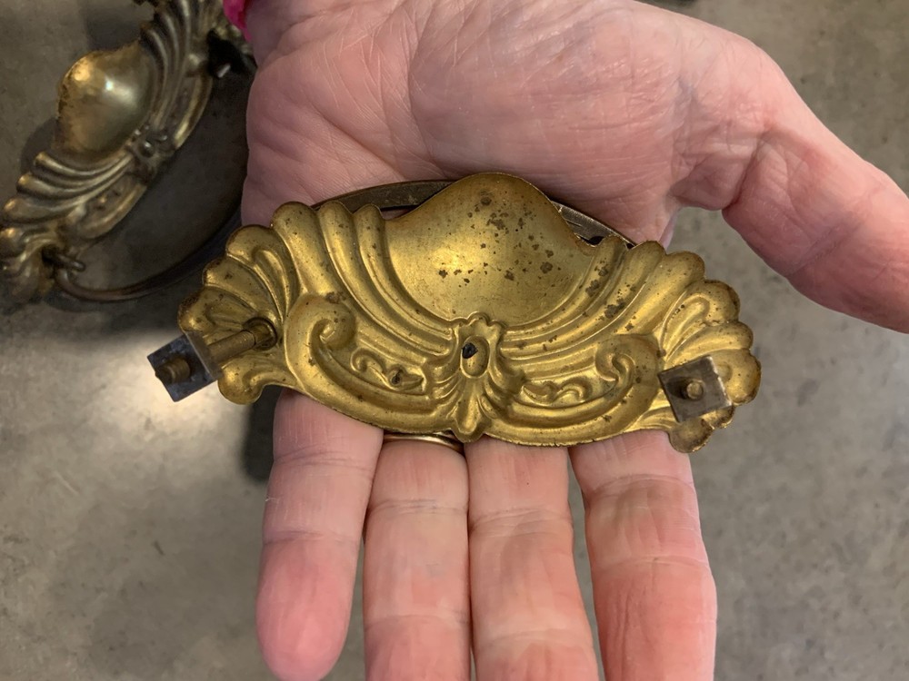 Vintage Hardware Drawer Pull Plates Brass W/Handles