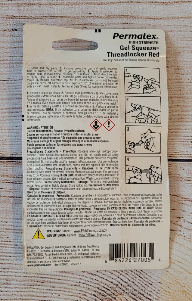 Permatex - Threadlocker Red Gel - High Strength #27005