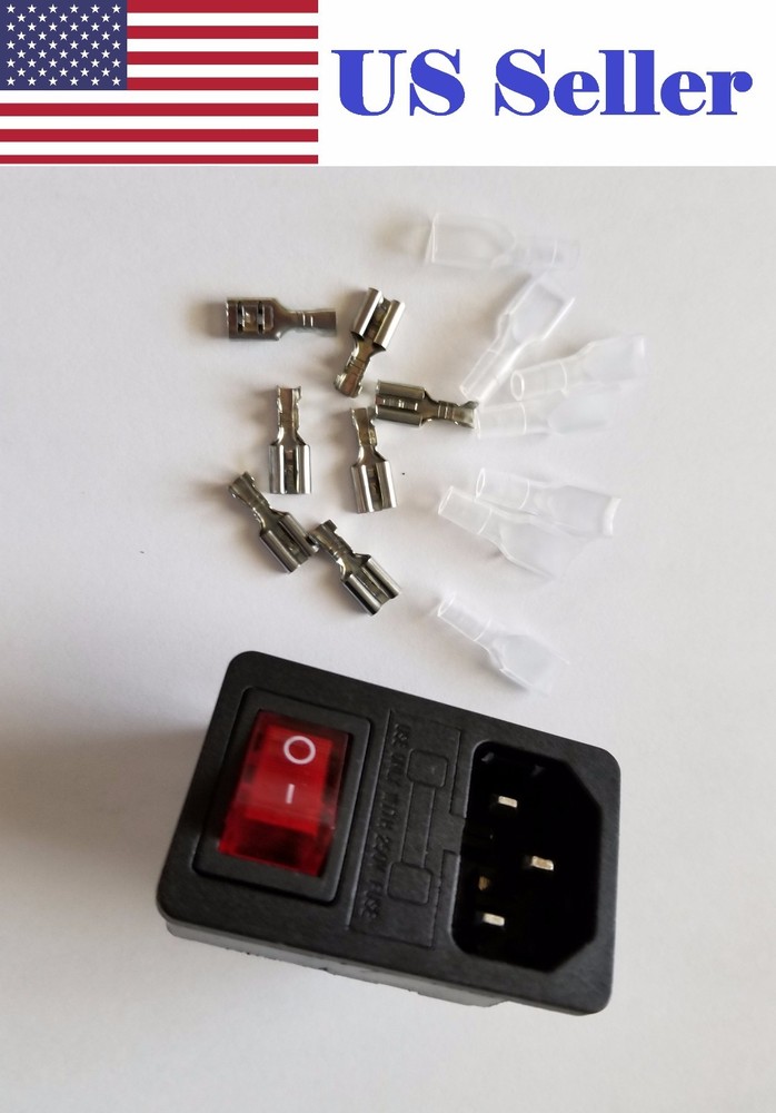 Inlet Panel mount Power Socket with Fuse Switch 10A 250V + connector Terminals