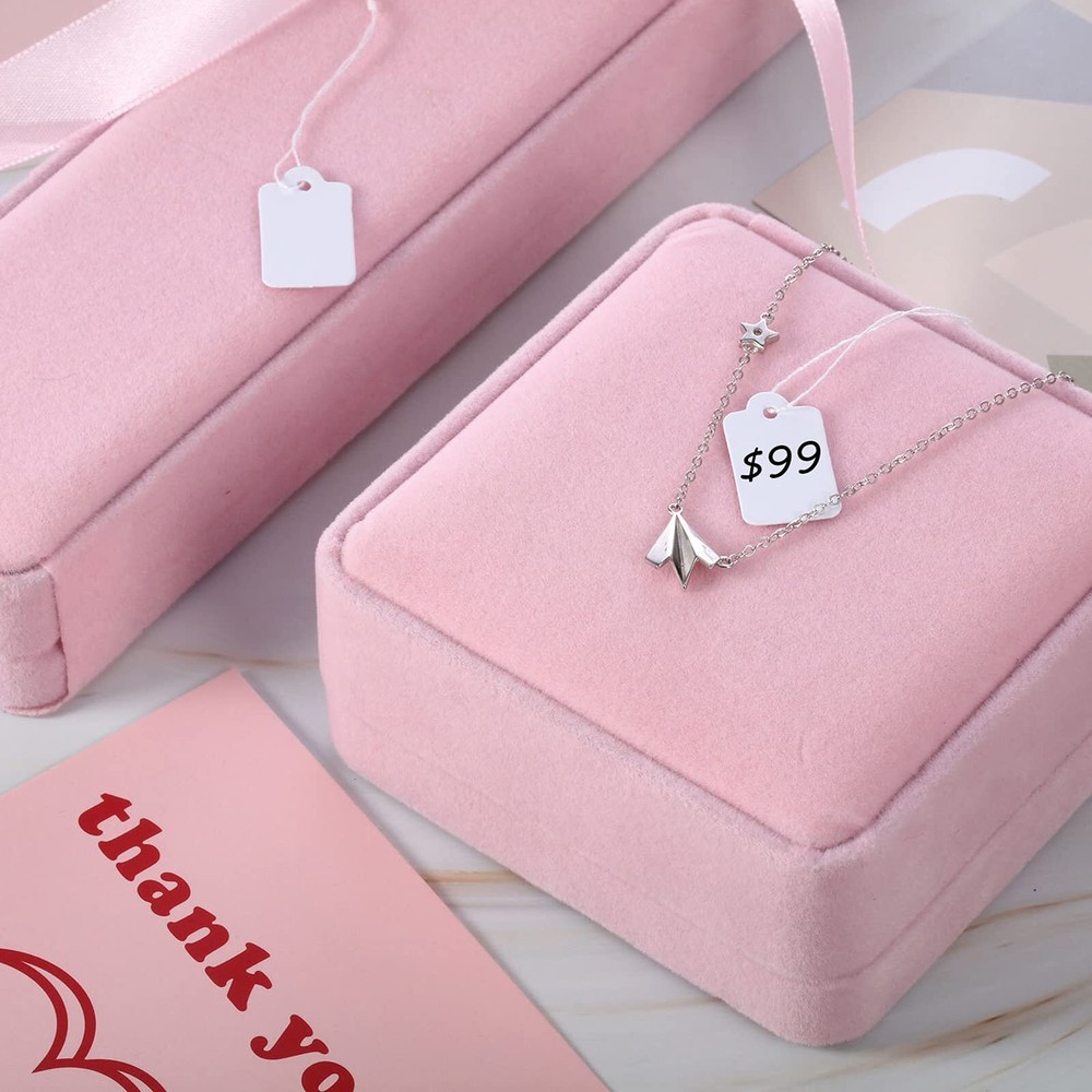 500 Pcs Jewerly Tags with Strings White Price Tags Hanging String Marking Tags