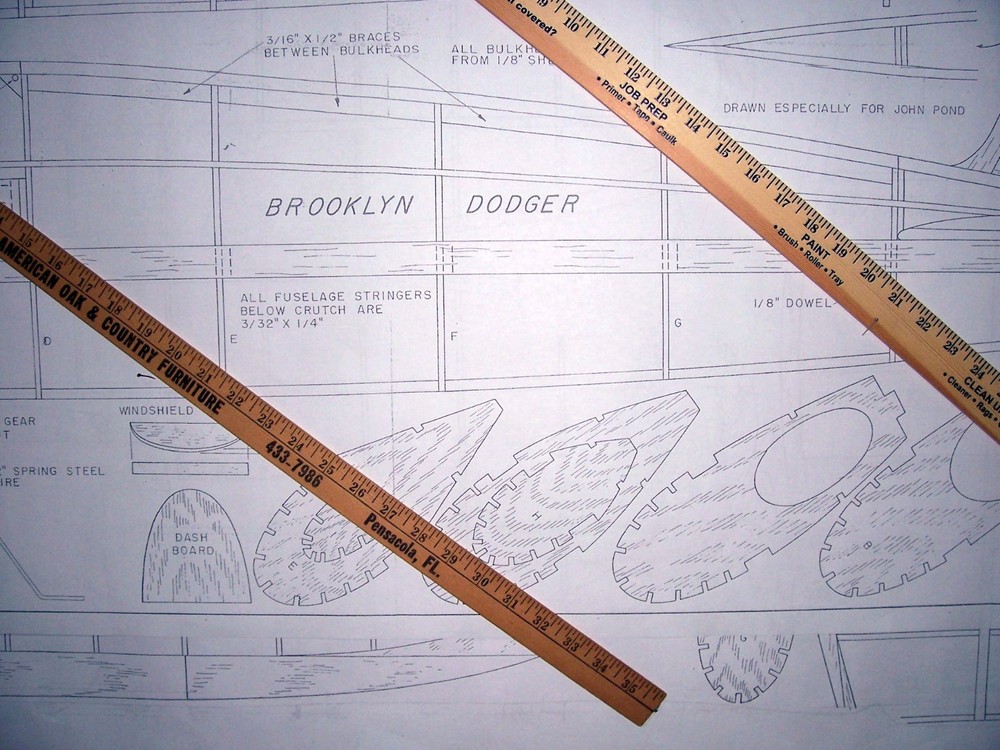 BROOKLYN DODGER PLAN + CONSTRUCTION ARTICLES for 55" OT FF or RC Model Airplane