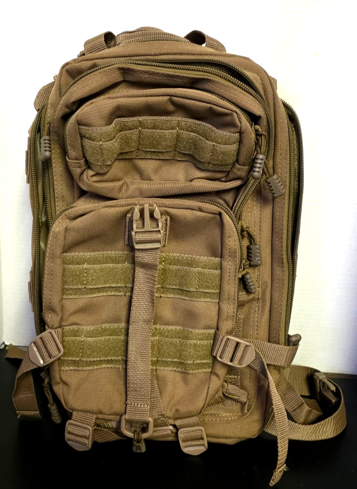 Flying Circle Military Backpack Desert Tan Molle Chain iPad Protector