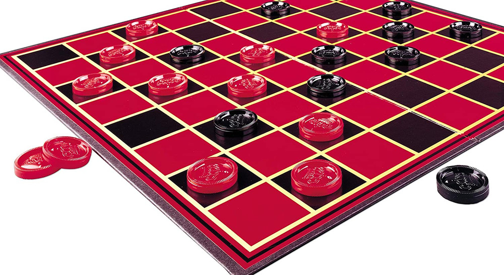 Checkers -- Classic Game with Folding Board and Interlocking Checkers, 2 Players