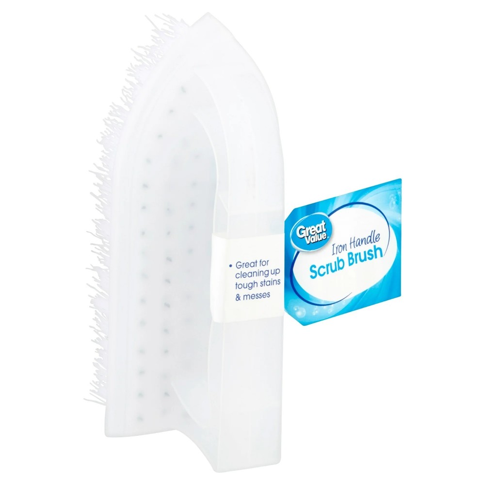 Great Value Iron Handle Multi-Purpose Cleaning Scrub Brush, White, 1 Count