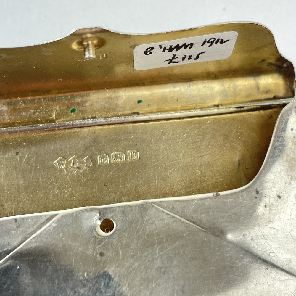Antique Solid Silver Envelope Stamp Case / Holder 1914 63mm X 32mm