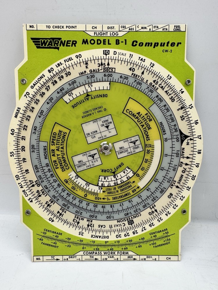Warner Slide Graphic Computer Flight Computer B1 & Manual Cruising Ruler More