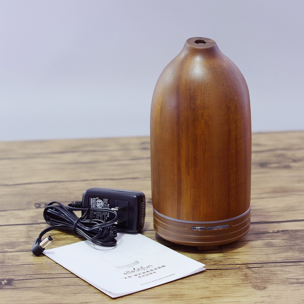 Real Wood Essential Oil Diffuser Ultrasonic Aromatherapy Diffuser with LED Light