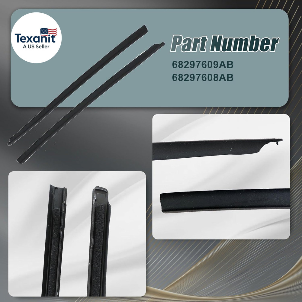 1Pair Front Right&Left Side Windshield Molding Strip Compatible with Dodge Ram 1