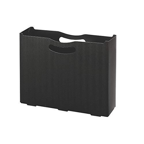 Poly File Box, 3" Expansion, Die-Cut Handles, Letter Size, Black Wave Pattern