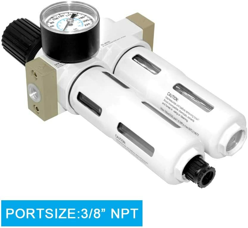 3/8"NPT Compressed Air Filter Regulator Lubricator Combo Air Tool Compressor
