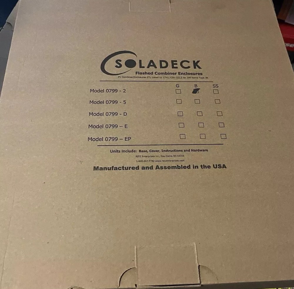 SOLADECK 0799-2 B Flashed Combiner Enclosure