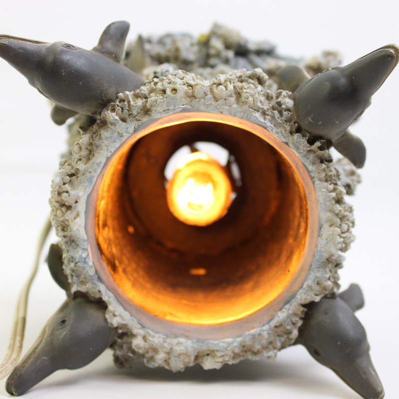 Leaping Dolphins Ceramic Desk Light/Nightlight 6" Circular