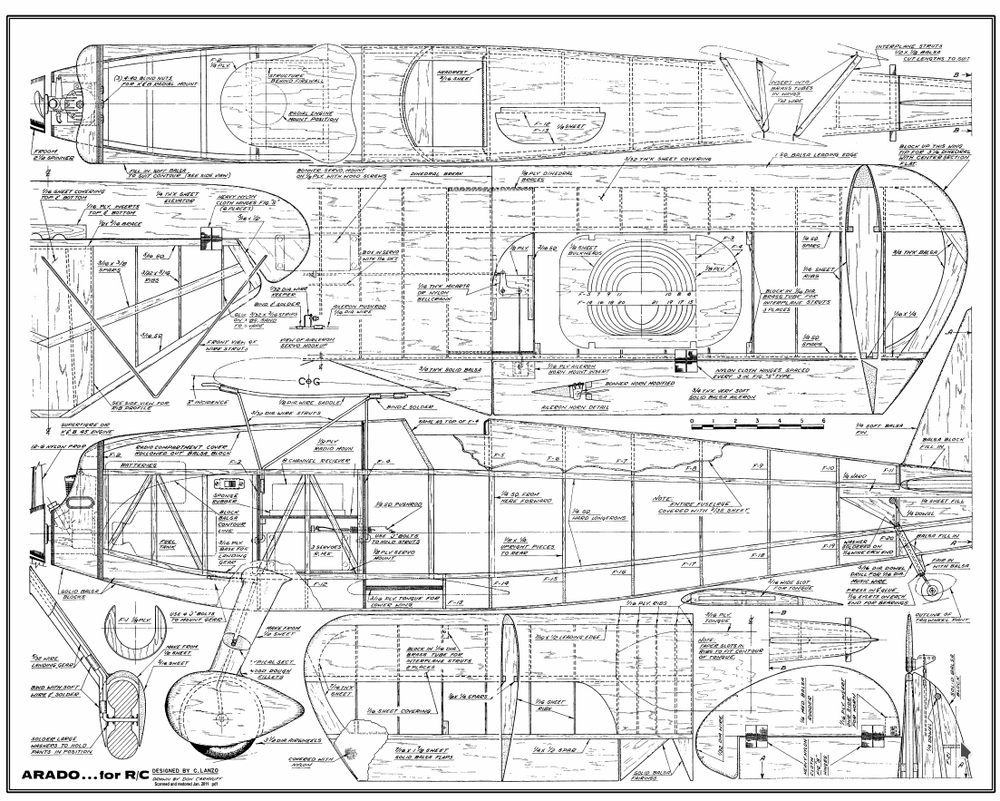 Arodo AR-68 59 inch Scale RC model AIrplane printed building Plans