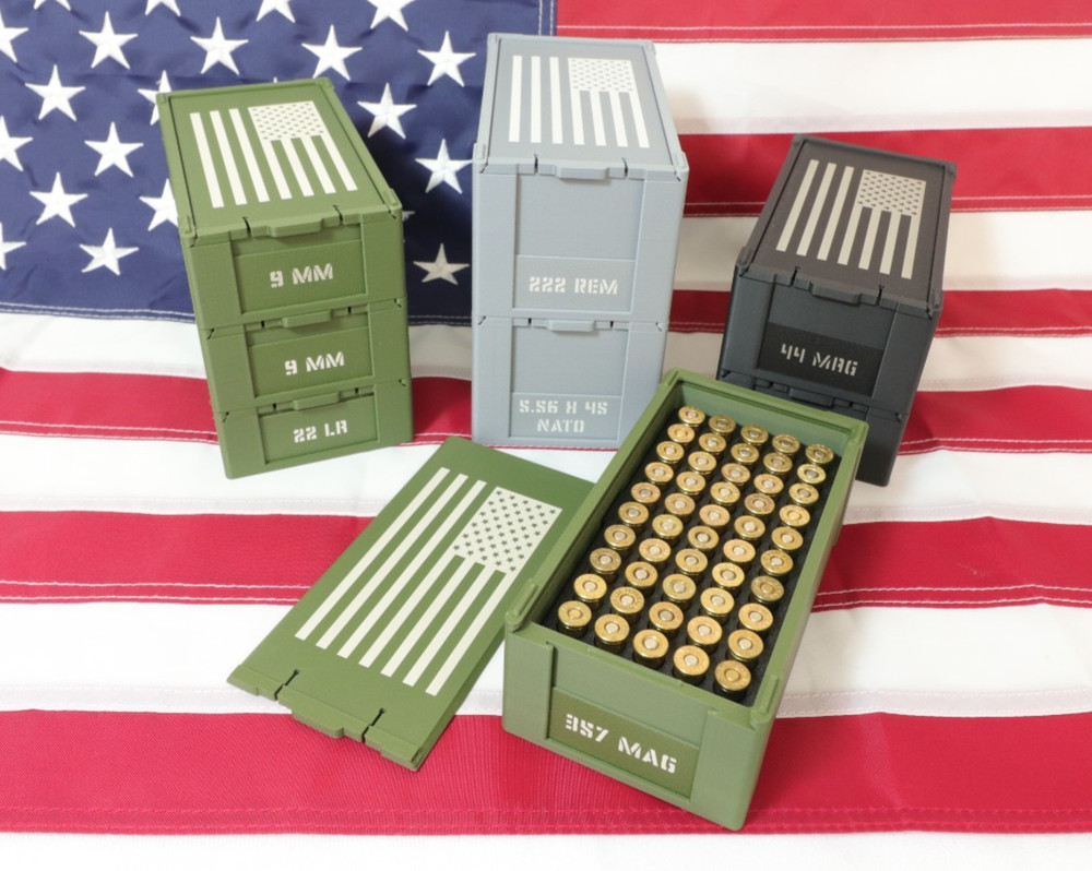 Stackable Ammo Boxes - USA Flag - No Live Ammo!