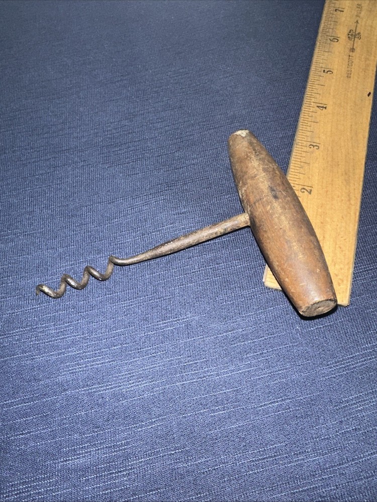 Vintage Corkscrew With Wood Handle.