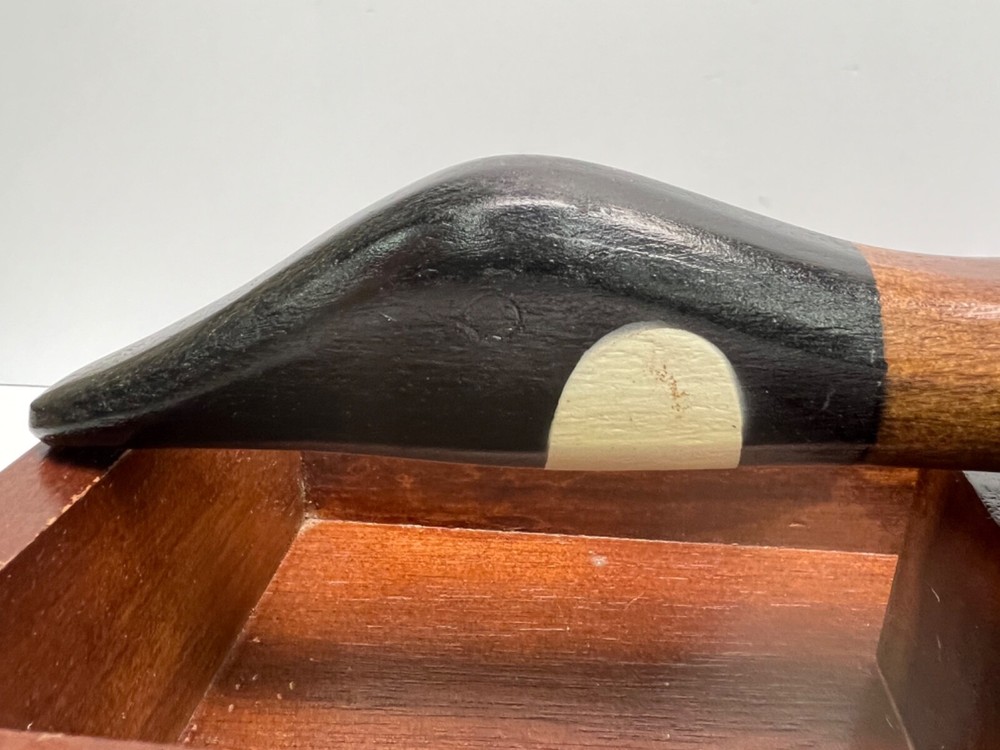 vintage wooden goose nutcracker goose head rustic box made in philippines