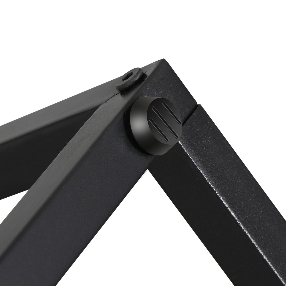 2Pcs C-Shaped Rectanglar Metal Frame Bedroom End Snack Side Table, Black