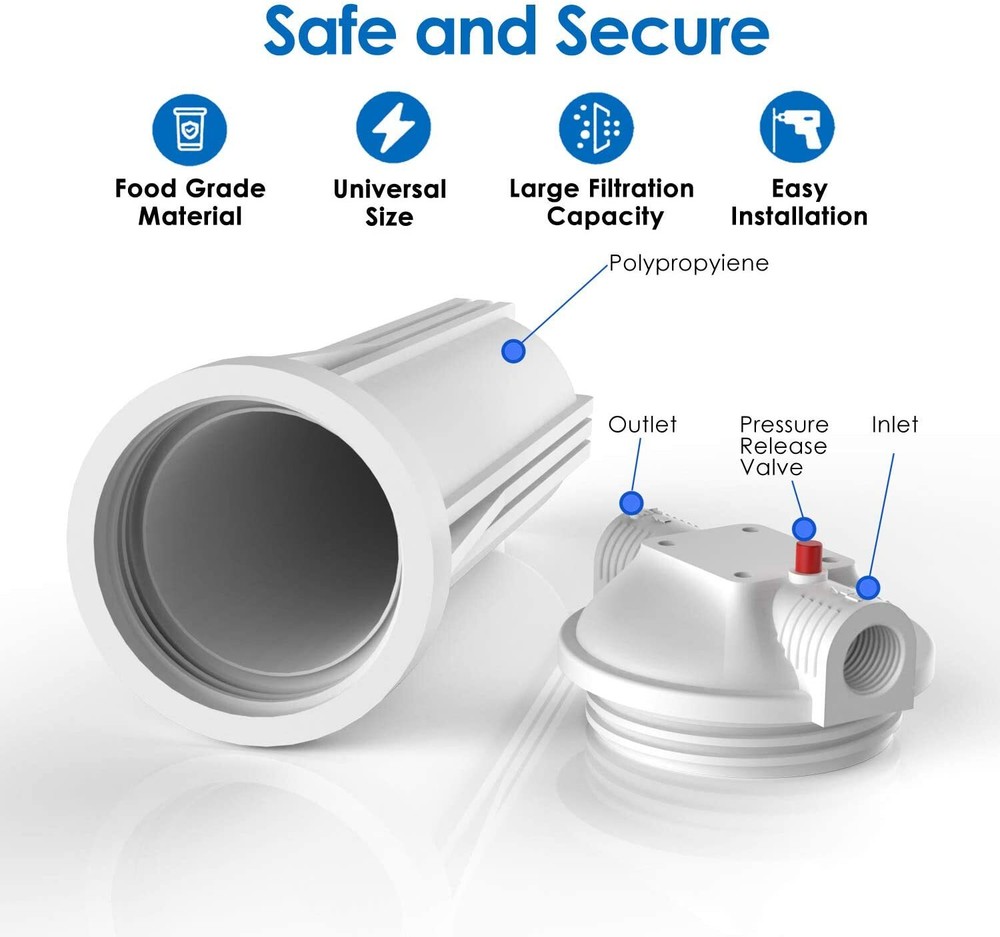 10 Inch Whole House Water Filter System Housing with Sediment Filter Replacement