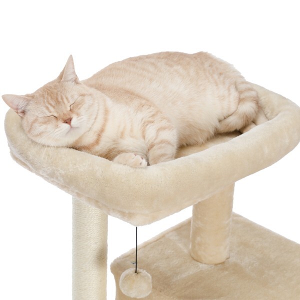 Cat Tree Cat Tower with Double Condos Spacious Perch Sisal Scratching Post Beige