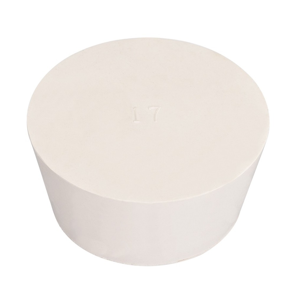 White Tapered Shaped Solid Rubber Stopper for Lab Tube Size 17