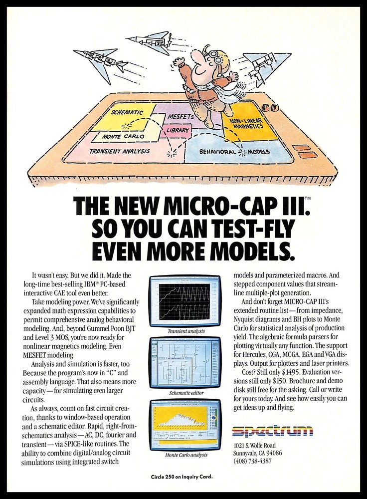 1991 Spectrum MICRO-CAP III PC Interactive CAE Tool Vintage PRINT AD