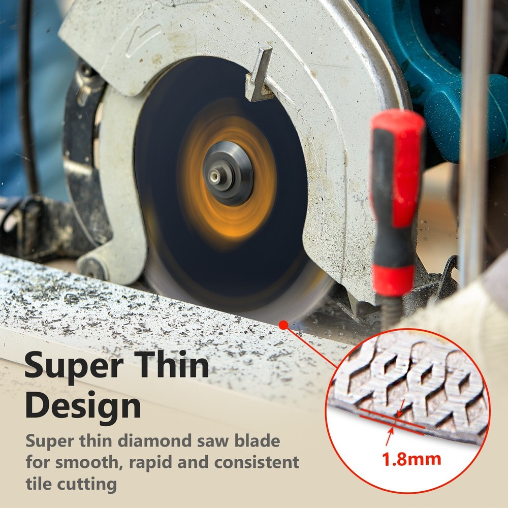 POWERTEC 7" Diamond Blade for Tile Saw, Cutting Tile Granite Marble Thin Masonry